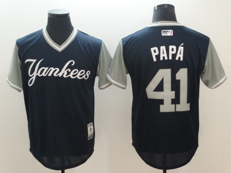 2018 Men New York Yankees #41 Papa Blue New Rush Limited MLB Jerseys->new york yankees->MLB Jersey